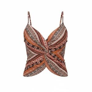 SHEIN Brown and Black Patterned Top Size M